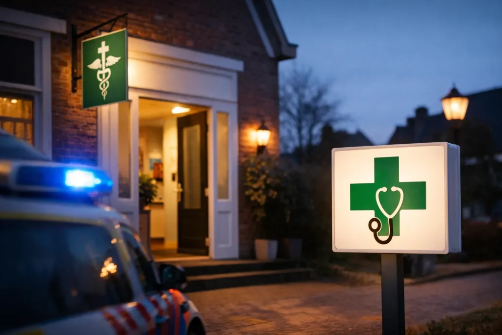 Voorkant van een moderne huisartspraktijk in Meppel overdag