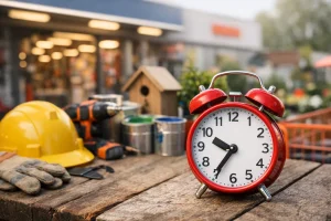 Gereedschap en wekker voor een bouwmarkt in Meppel