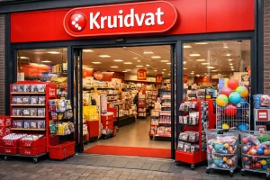 Ingang van Dirk van den Broek in Meppel met winkelwagens