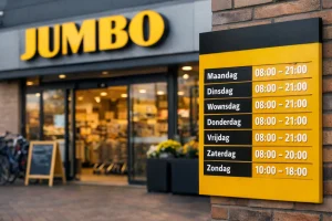 Ingang van Jumbo supermarkt in Meppel.
